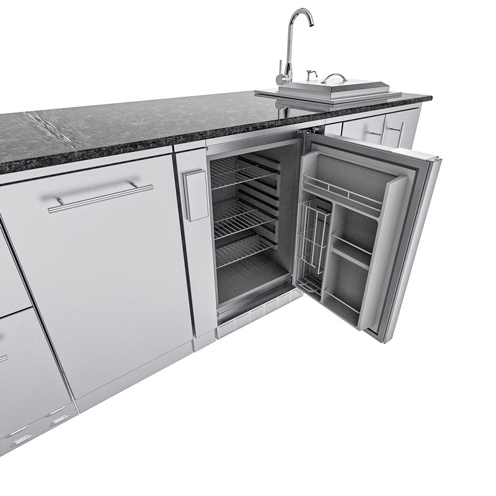 Sunstone Rancher L-Shaped Steel Outdoor Kitchen Package