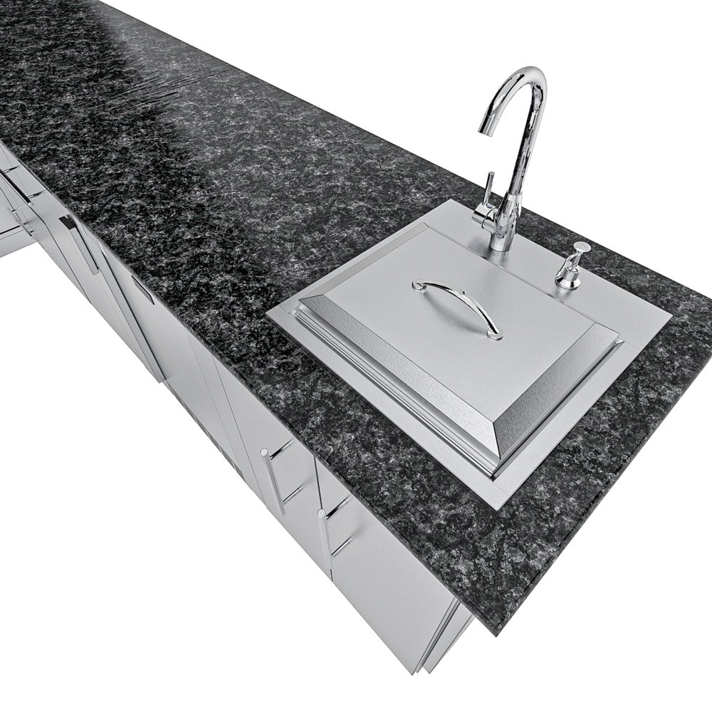 Sunstone Rancher L-Shaped Steel Outdoor Kitchen Package