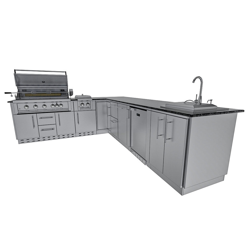 Sunstone Rancher L-Shaped Steel Outdoor Kitchen Package