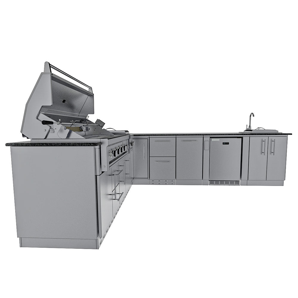 Sunstone Rancher L-Shaped Steel Outdoor Kitchen Package
