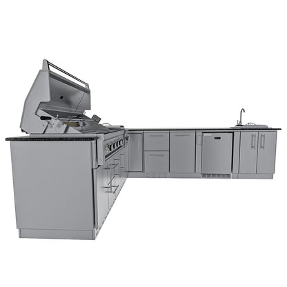 Sunstone Rancher L-Shaped Steel Outdoor Kitchen Package