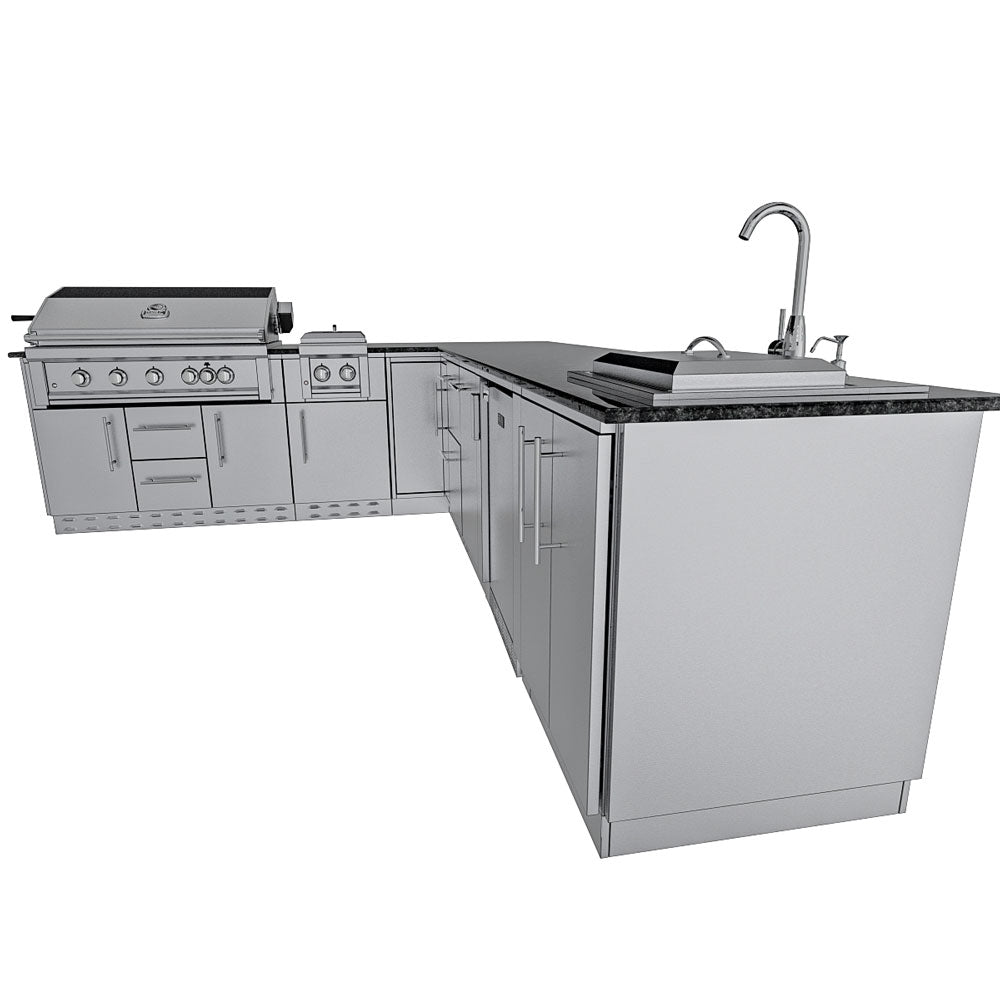 Sunstone Rancher L-Shaped Steel Outdoor Kitchen Package
