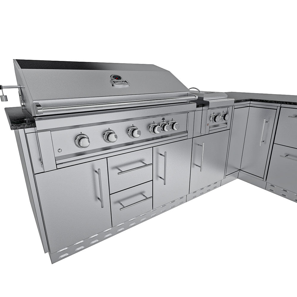 Sunstone Rancher L-Shaped Steel Outdoor Kitchen Package