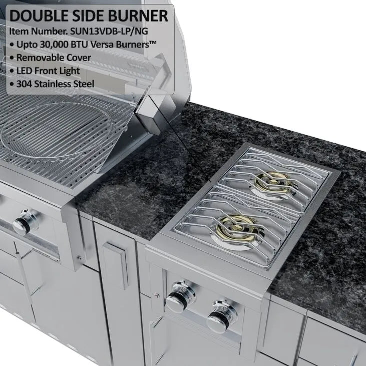 Sunstone Savanna 16′ Outdoor Kitchen Island Package with 60° Angle