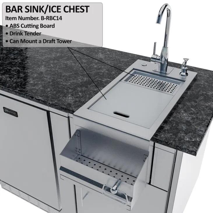 Sunstone Savanna 16′ Outdoor Kitchen Island Package with 60° Angle