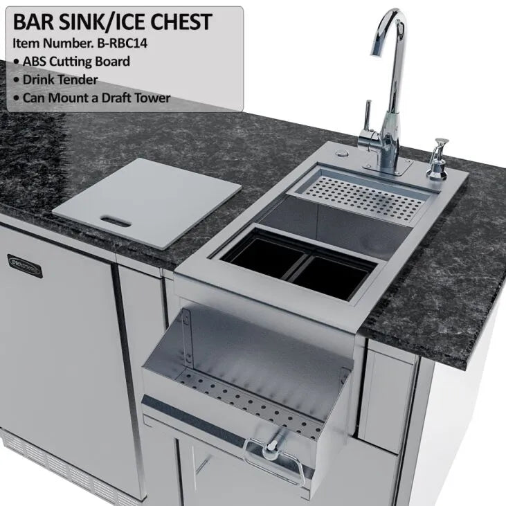 Sunstone Savanna 16′ Outdoor Kitchen Island Package with 60° Angle