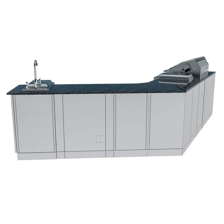 Sunstone Savanna 16′ Outdoor Kitchen Island Package with 60° Angle