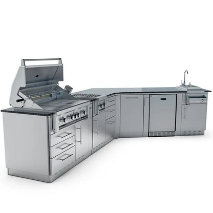 Sunstone Savanna 16′ Outdoor Kitchen Island Package with 60° Angle