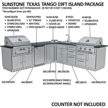 Sunstone Texas Tango 19′ Outdoor Kitchen Island Package
