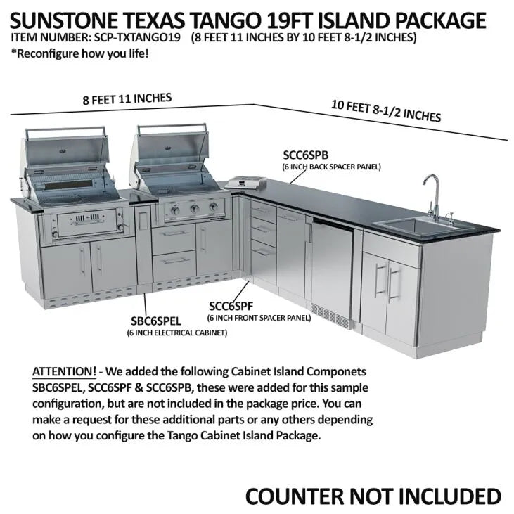 Sunstone Texas Tango 19′ Outdoor Kitchen Island Package