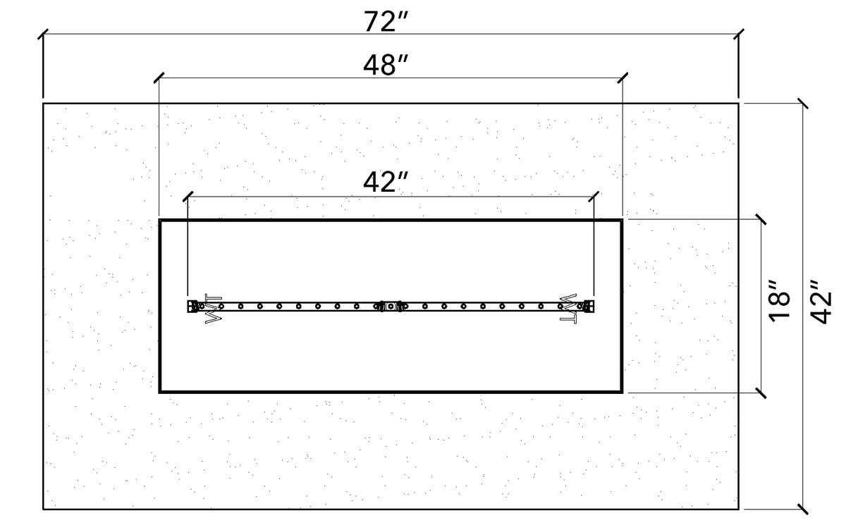 Warming Trends Ready-to-Finish rectangular fire pit kit, 72" x 42" linear burner (FR7242)