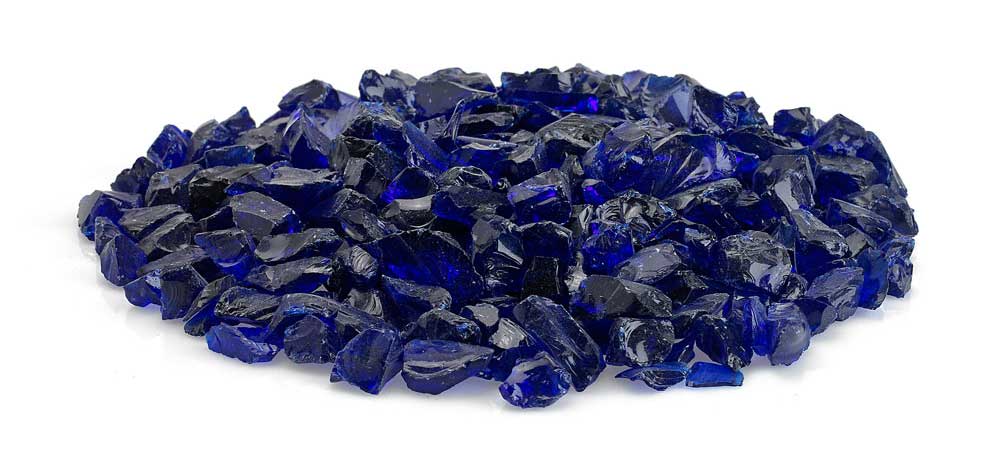 Warming Trends 3/4" - 1" Recycled Fire Glass, Dark Blue