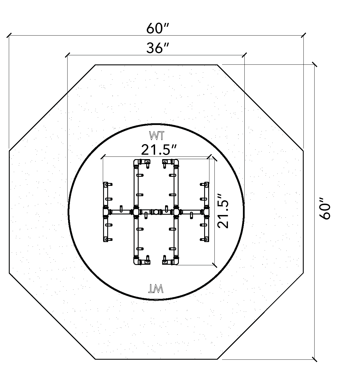 Warming Trends Ready-to-Finish octagonal fire pit kit, 60" Across (FO60)