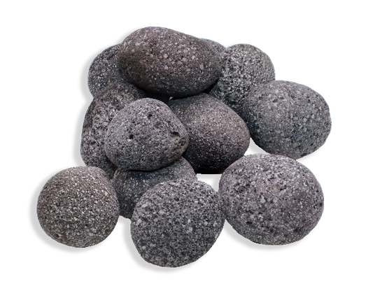 Warming Trends rolled lava rock, gray and black stones
