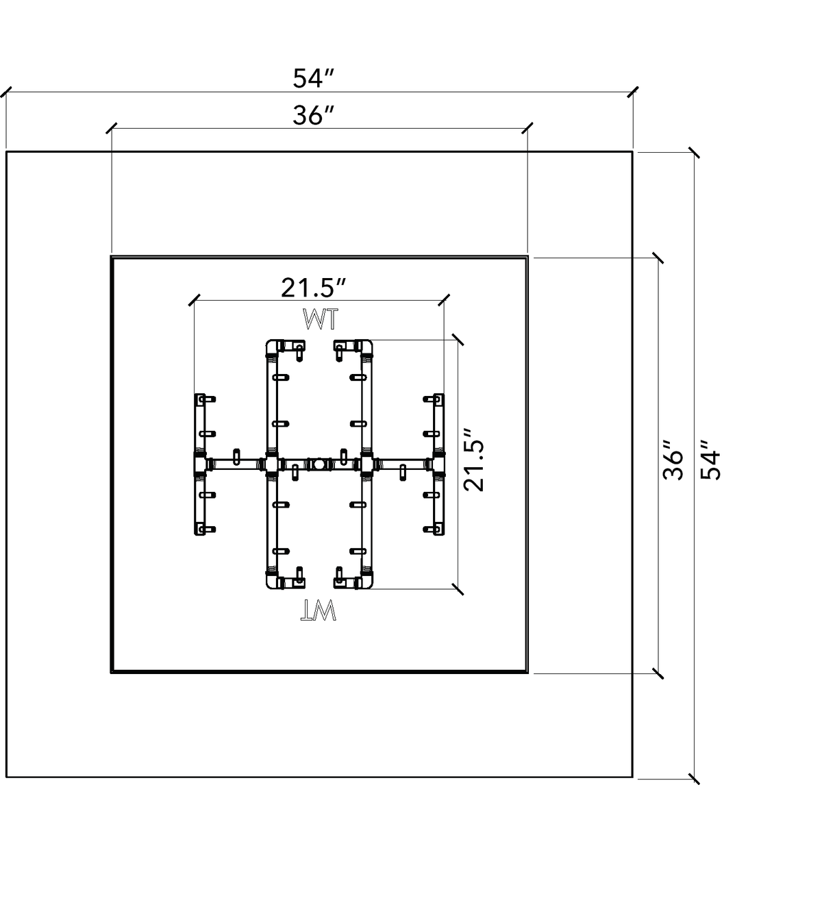 Warming Trends Ready-to-Finish square fire pit kit, 54" x 54" (FS5454)