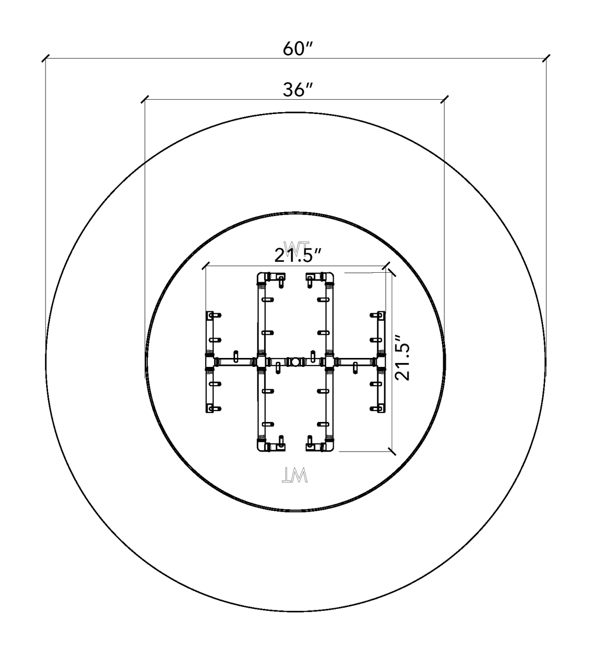 Warming Trends Ready-to-Finish round fire pit kit, 60" Diameter (FC60)