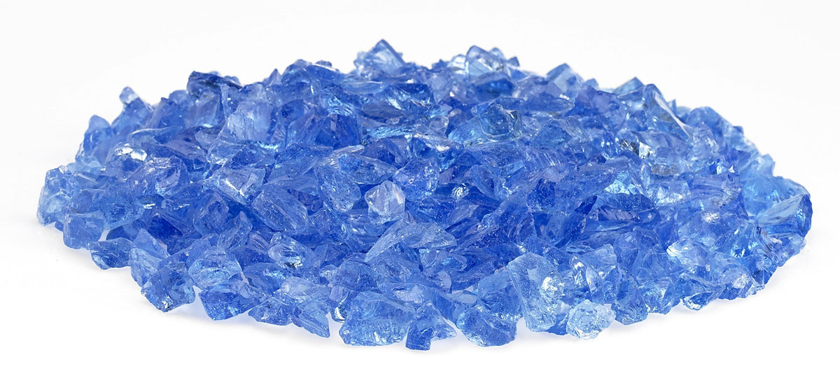 Warming Trends 3/4" - 1" Recycled Fire Glass, Light Blue