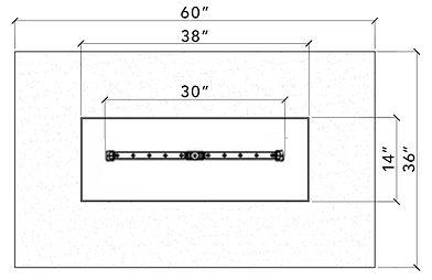 Warming Trends Ready-to-Finish rectangular fire pit kit, 60" x 36" linear burner (FR6036)