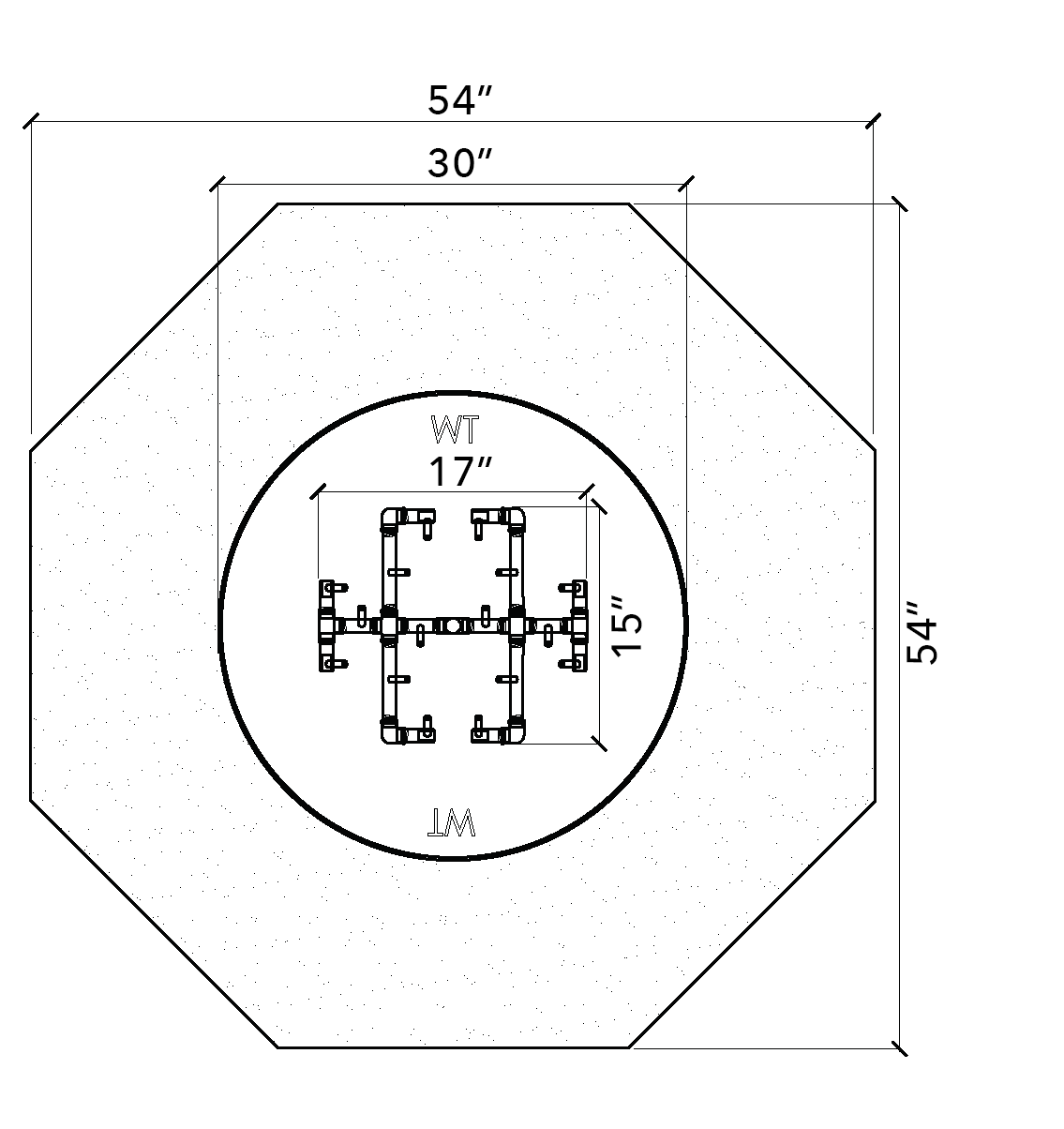 Warming Trends Ready-to-Finish octagonal fire pit kit, 54" Across (FO54)