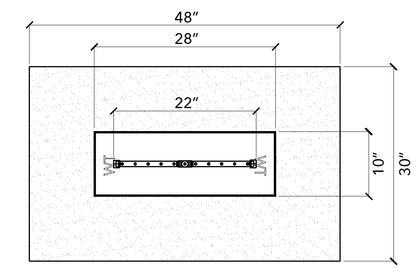 Warming Trends Ready-to-Finish rectangular fire pit kit, 48" x 30" linear burner (FR4830)