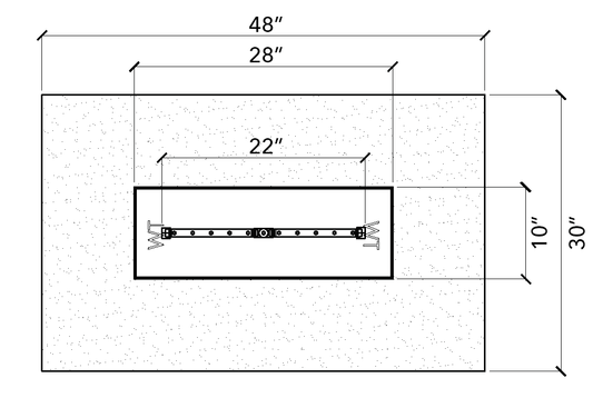 Warming Trends Ready-to-Finish rectangular fire pit kit, 48" x 30" linear burner (FR4830)