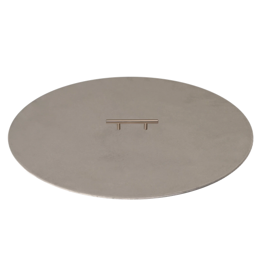 Warming Trends circular brushed aluminum fire pit cover