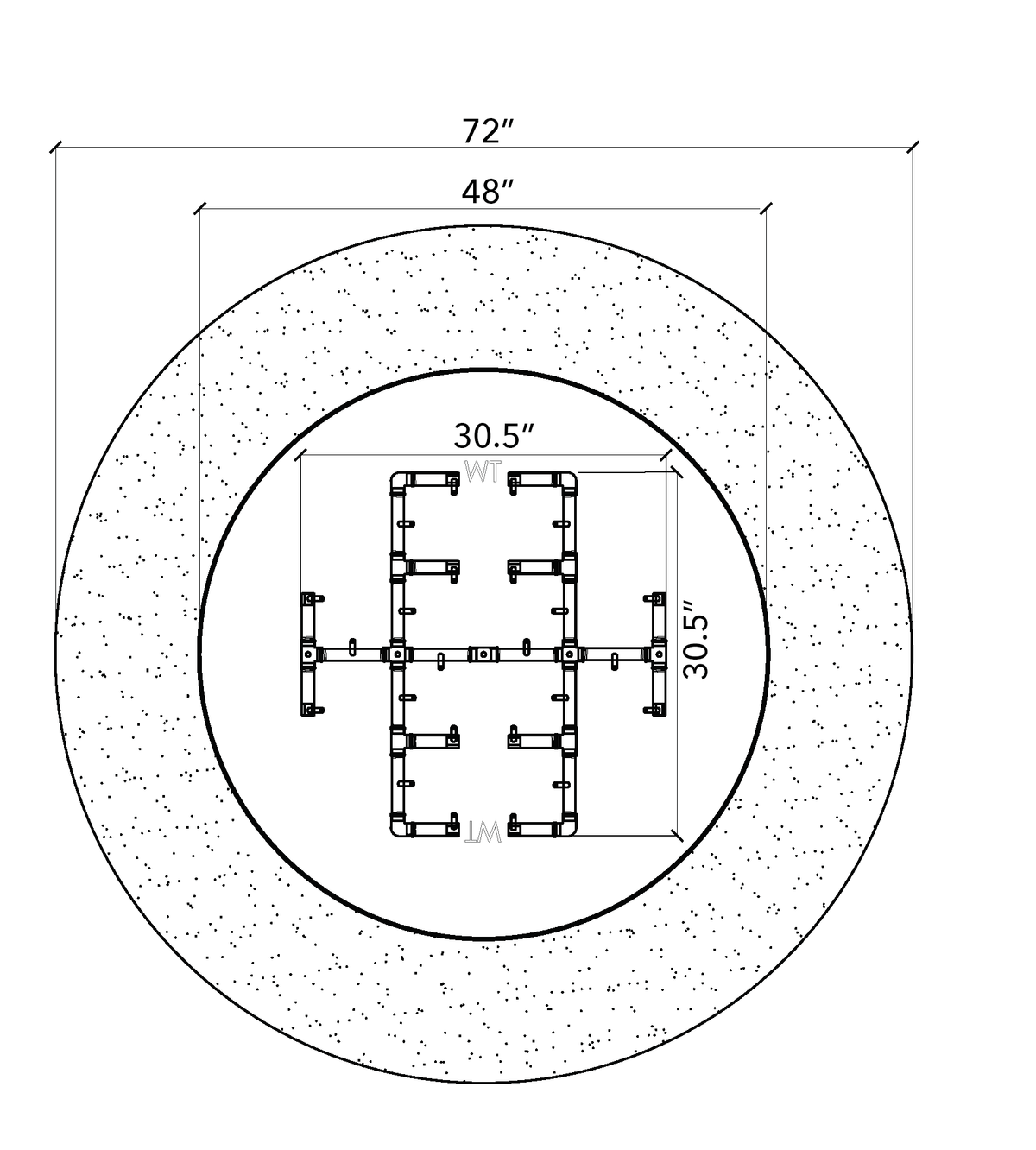 Warming Trends Ready-to-Finish round fire pit kit, 72" Diameter (FC72)