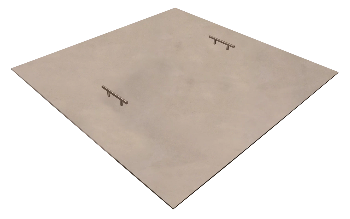 Warming Trends square brushed aluminum fire pit cover