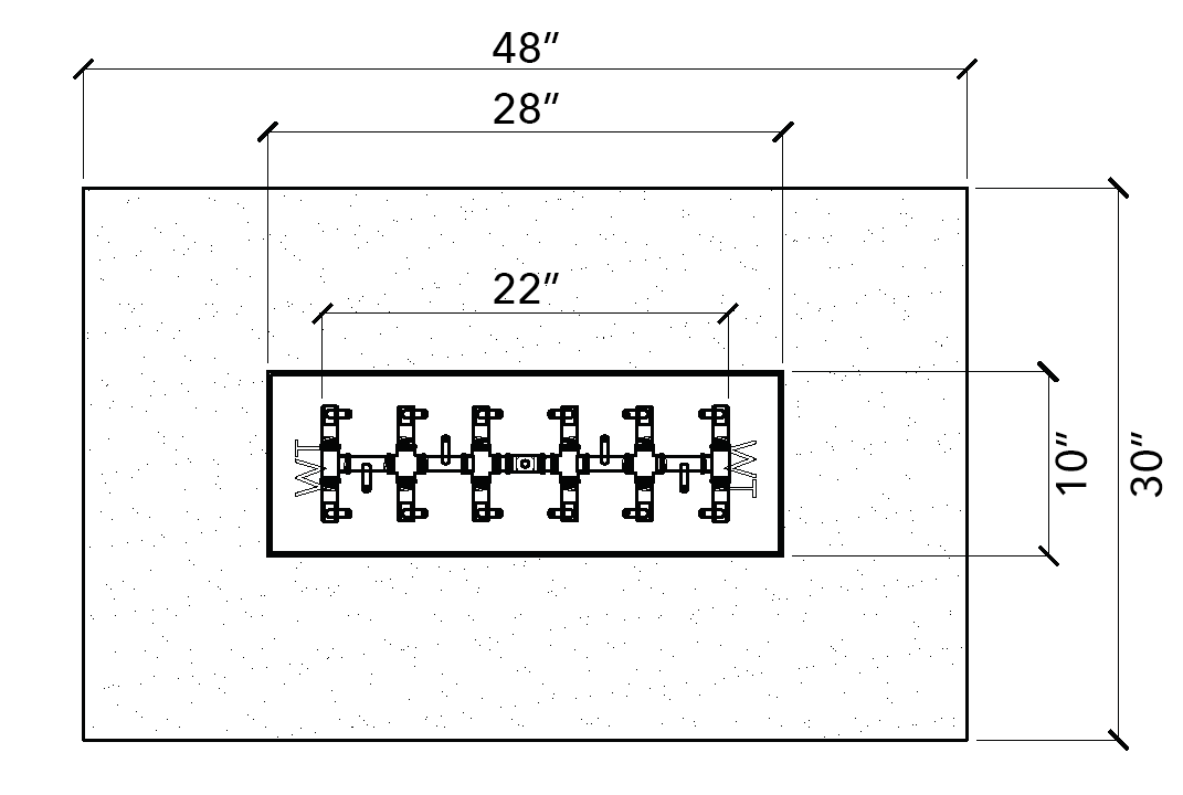 Warming Trends Ready-to-Finish rectangular fire pit kit, 48" x 30" tree-style burner (FRT4830)