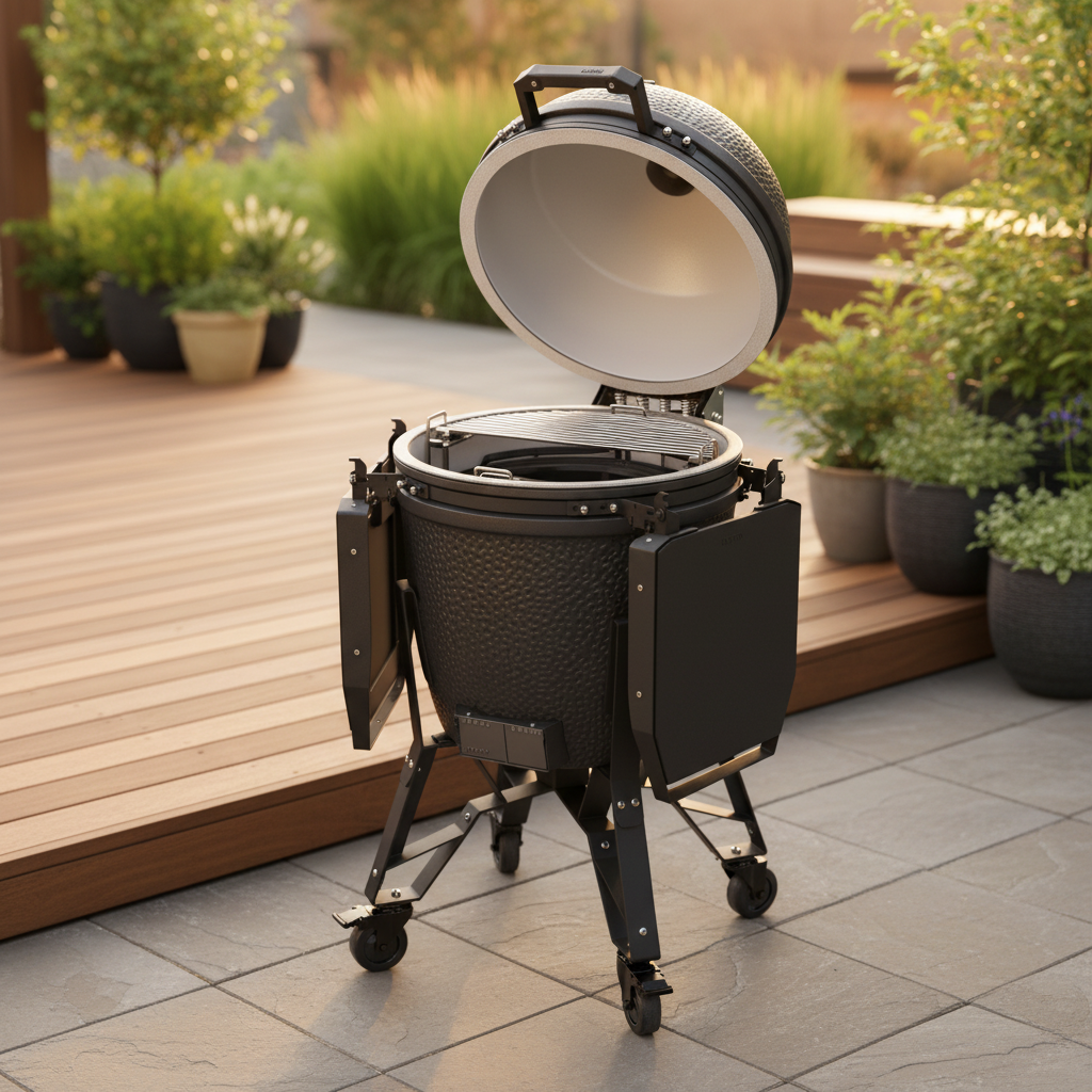 Black Kamado Grill Natural Setting