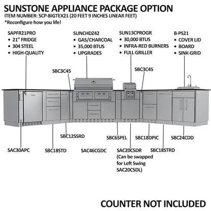 Sunstone Big-Texan 21' Cabinet Frame & Kit (No Appliances)
