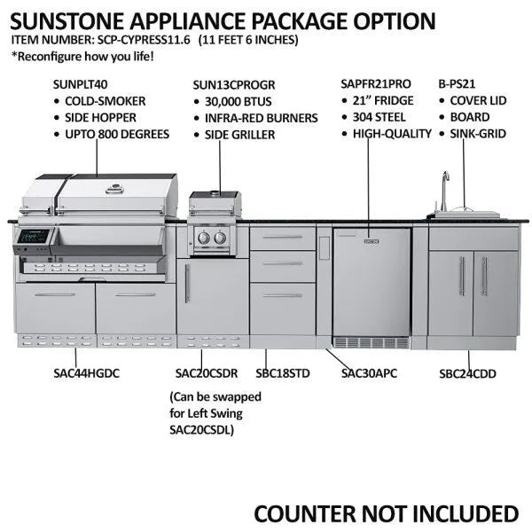 Sunstone Cypress 11'6" Cabinet Frame & Kit (No Appliances)
