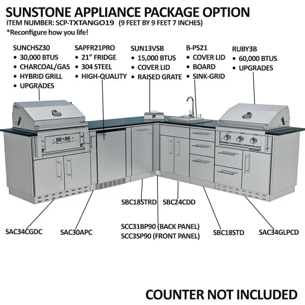 Sunstone Texas Tango 19' Cabinet Frame & Kit (No Appliances)
