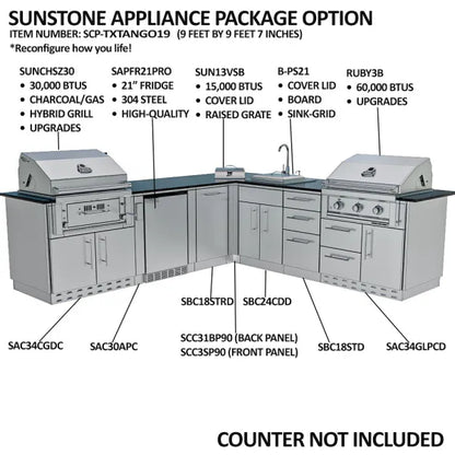 Sunstone Texas Tango 19' Cabinet Frame & Kit (No Appliances)