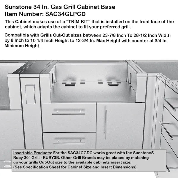 Sunstone Texas Tango 19' Cabinet Frame & Kit (No Appliances)