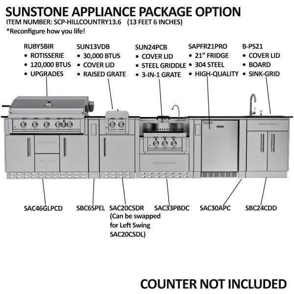 Sunstone Galley 10'8" Cabinet Frame & Kit (No Appliances)