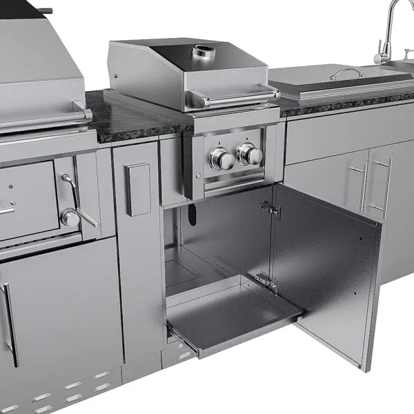 Sunstone Alamo 10′ Hybrid Grill Outdoor Kitchen Island Package with Hybrid Grill