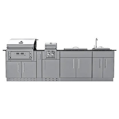 Sunstone Alamo 10′ Hybrid Grill Outdoor Kitchen Island Package with Hybrid Grill