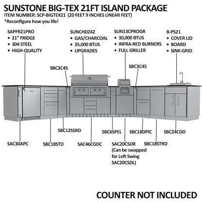 Sunstone Big-Texan 21′ Outdoor Kitchen Island Package