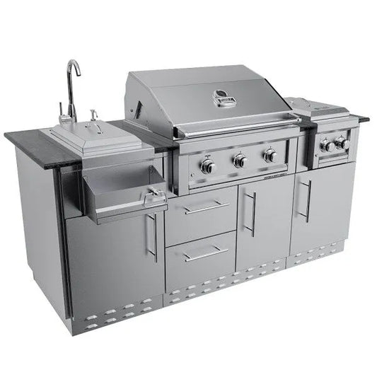 Sunstone Caprice 6.4′ Grill & Bar Sink Outdoor Island Package