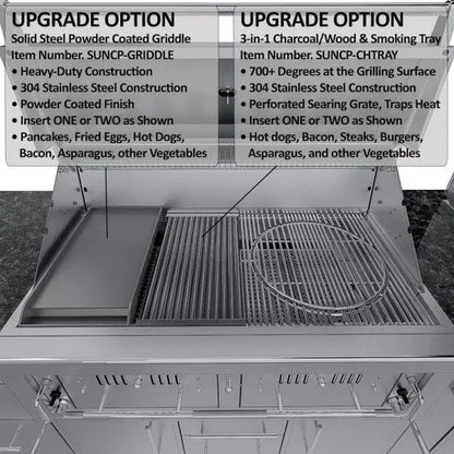 Sunstone Dallas 14′ Outdoor Kitchen Island Package with Gas-Hybrid Charcoal Grill
