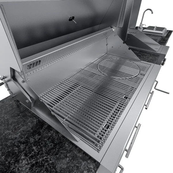 Sunstone Dallas 14′ Outdoor Kitchen Island Package with Gas-Hybrid Charcoal Grill