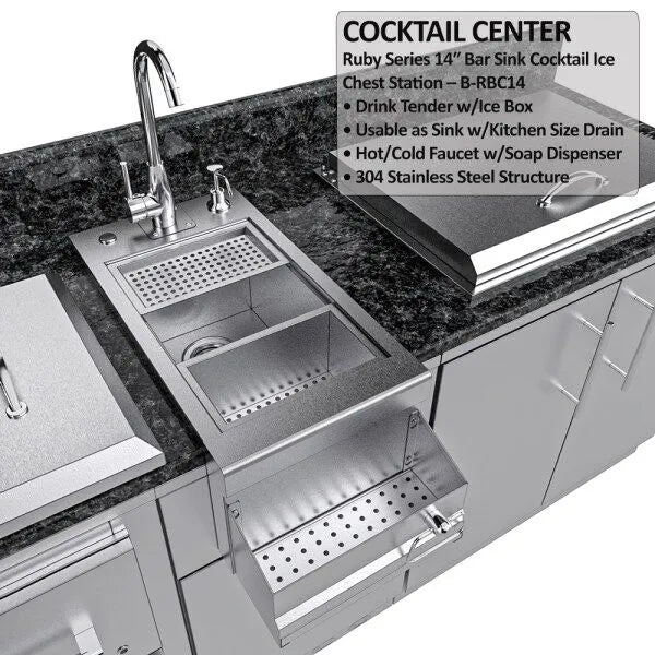 Sunstone Galley 10.8′ Clean & Prep Outdoor Kitchen Island Package