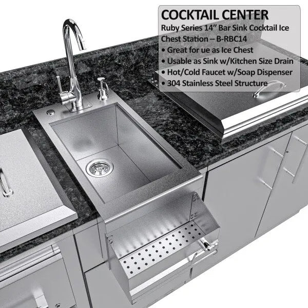 Sunstone Galley 10.8′ Clean & Prep Outdoor Kitchen Island Package