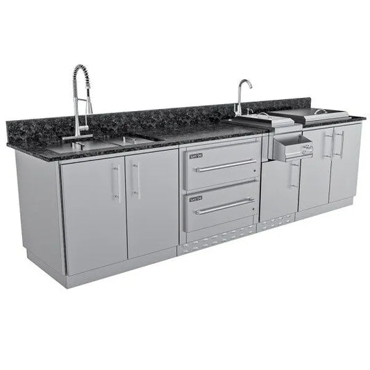 Sunstone Galley 10.8′ Clean & Prep Outdoor Kitchen Island Package