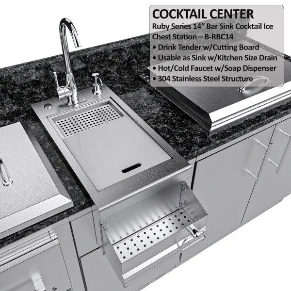 Sunstone Galley 10.8′ Clean & Prep Outdoor Kitchen Island Package