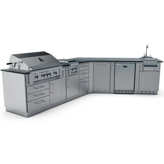 Sunstone Savanna 16′ Outdoor Kitchen Island Package with 60° Angle