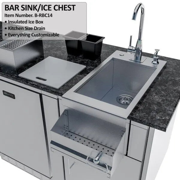 Sunstone Savanna 16′ Outdoor Kitchen Island Package with 60° Angle
