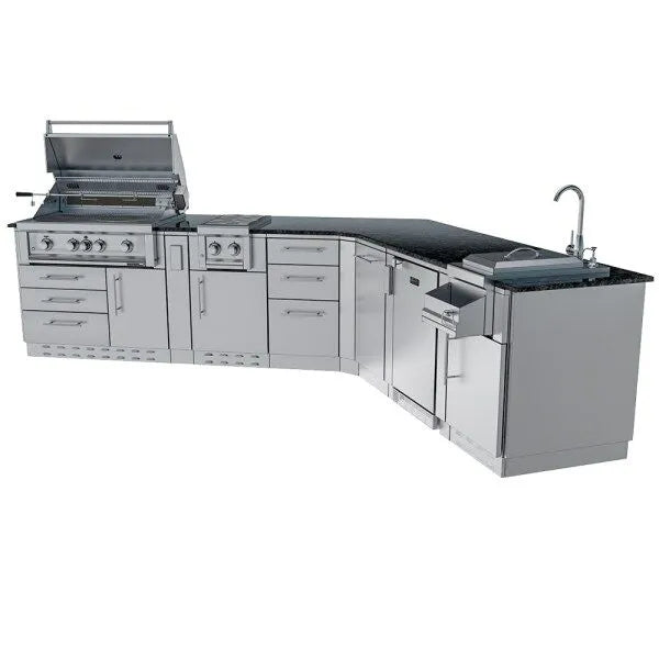 Sunstone Savanna 16′ Outdoor Kitchen Island Package with 60° Angle