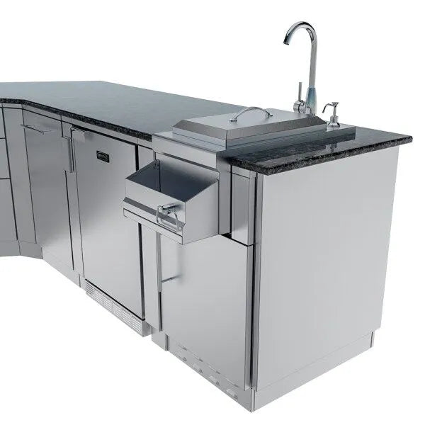 Sunstone Savanna 16′ Outdoor Kitchen Island Package with 60° Angle